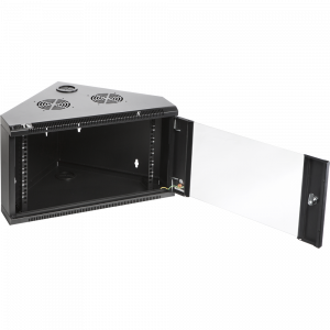 Шкаф настенный угловой глубиной 430мм, стеклянная дверь, черный